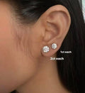 Diamond Stud Earrings 3 Claw 18K Solid Gold 1ct Round Cut IGI Certified Lab Grown Filled Classic Unisex