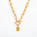 Joolim High End 18K Gold Plated Stainless Steel Star Zirconia Link Chain Necklace Toggle Necklace