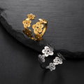 Fashion Stainless Steel Flower Ring Adjustable Open Beautiful Flower Ring Jewelry Gifts for Women Girls
