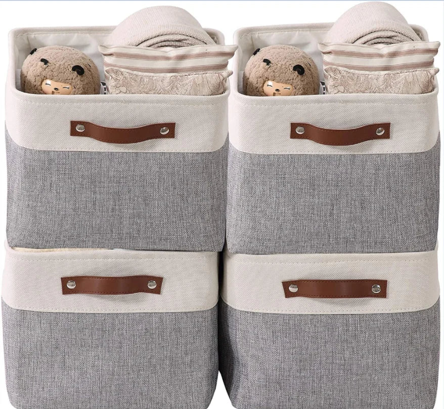 Handles for Organizing Shelf Nursery Toy ClosetCollapsible Sturdy Fabric Storage Basket Cube W Foldable Storage Basket