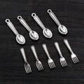 50pcs Spoon Fork Dining Charms Small Antique Silver Plated Tableware Pendants Charms DIY Jewelry Making Accessories Findings
