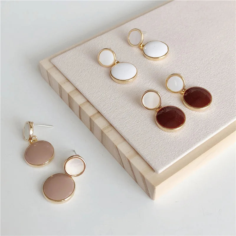 New Fashion Elegant Silver Needle Drop Acrylic Gold Plated Dangle Earring