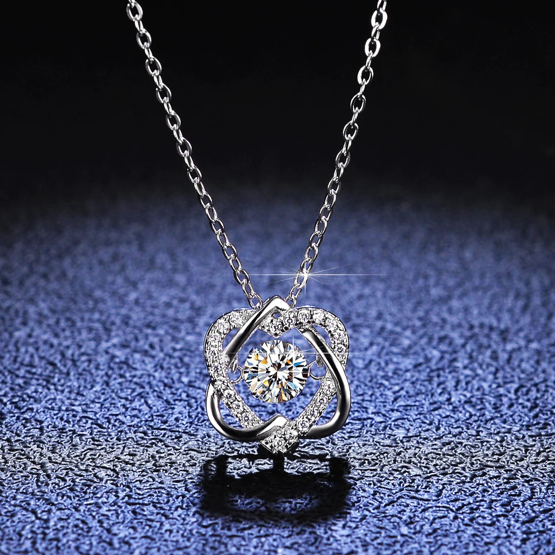 Fine Fashion 0.5ct Moissanite Pendant on 925 Sterling Silver Necklace Gold-Plated Heart-Shape Jewelry