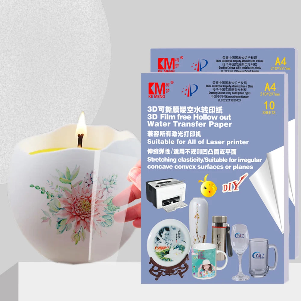 3D Laser Film Free Vivid Color Durable Scratch Waterproof Water Transfer Waterslide Decal Paper for Glass Mugs Ceramics & Metal