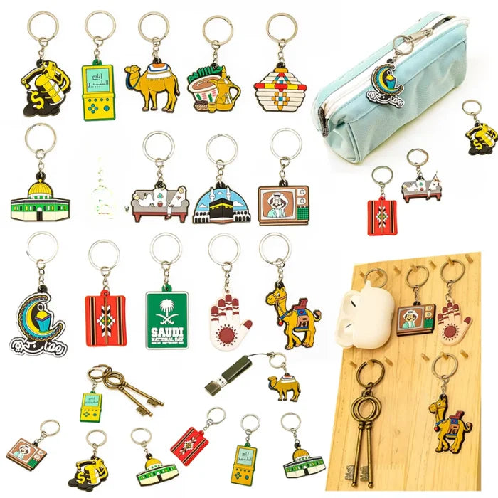 Promotions Manufacturer 2D PVC Custom Keychain Saudi Arabia Key Ring Camel logo Accessories Rings Charms in Bulk Wholesale