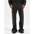 Custom Label Drop Ship Stock Street Wear Stock Men Zipper Black Stacked Flared Denim Jeans