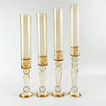 4pcs of a Set Gold champagne Glass Crystal Candlestick with Glass Tube MH-Z0296