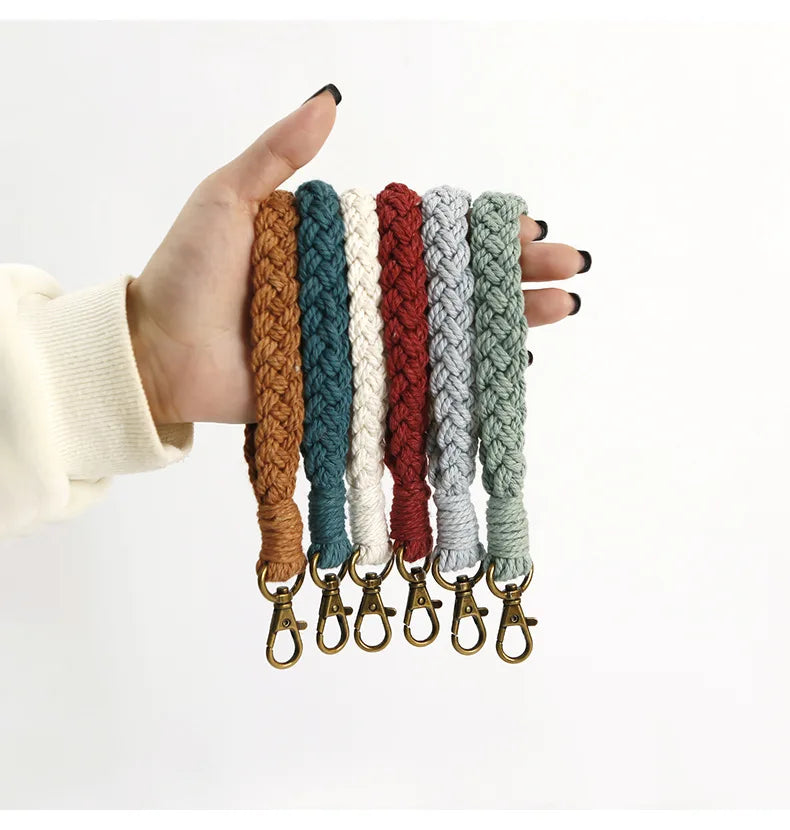 Handwoven Keychain Pendant Accessories Custom Cotton Cord Pendant Crochet Key Strap Pendant Ornament