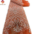 Wholesale Price Luxury Bridal Pearl Beaded Lace Fabric Wedding Dress Handmade 3D Embroidery Sequins French Tulle Net Lace