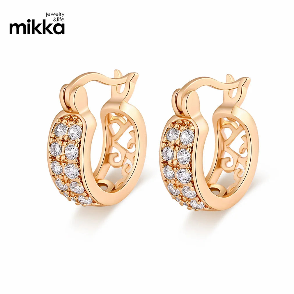 Wholesale fashion gold plated earrings AAA zirconia diamond hoop earrings for women jewelry