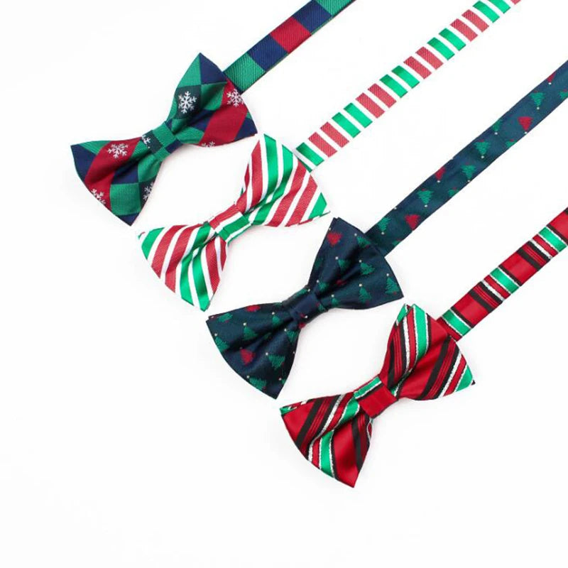 Christmas Gift Santa Claus Adult Bowtie Silk Snowflake Men Butterfly Bow Tie Cravat Accessory Green Red Festival for Men