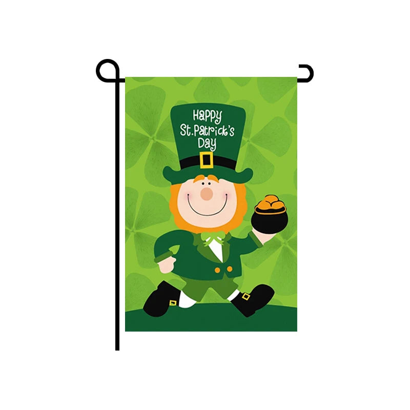 Wholesale Custom Double Sided Printing 12x18inch Burlap Green Hat St. Patrick's Day Garden Flags Welcome Signs for Outdoor Decor