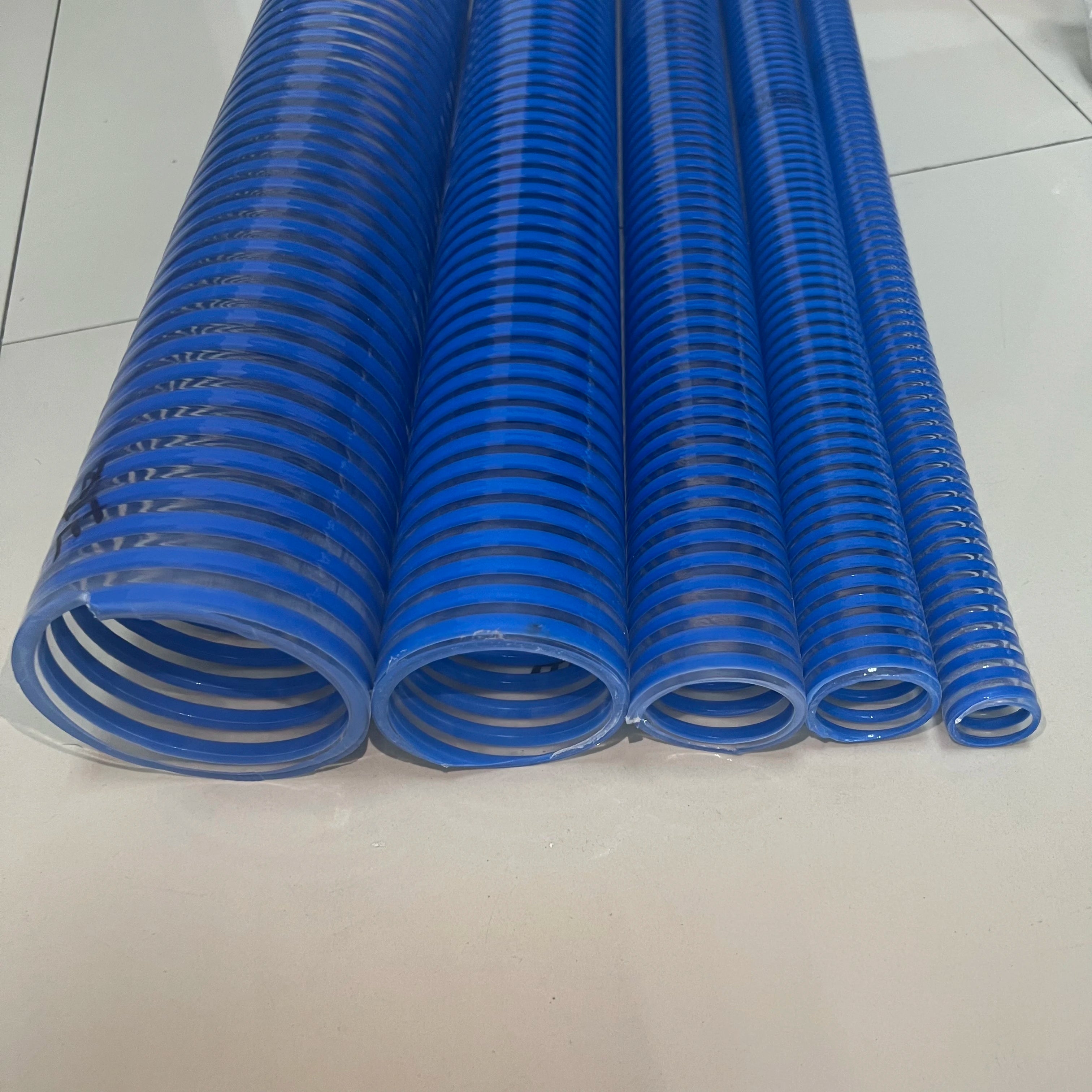 3" Dia Heavy-Duty Clear/blue green Braid Flexible PVC Suction and Discharge Hose Assembly
