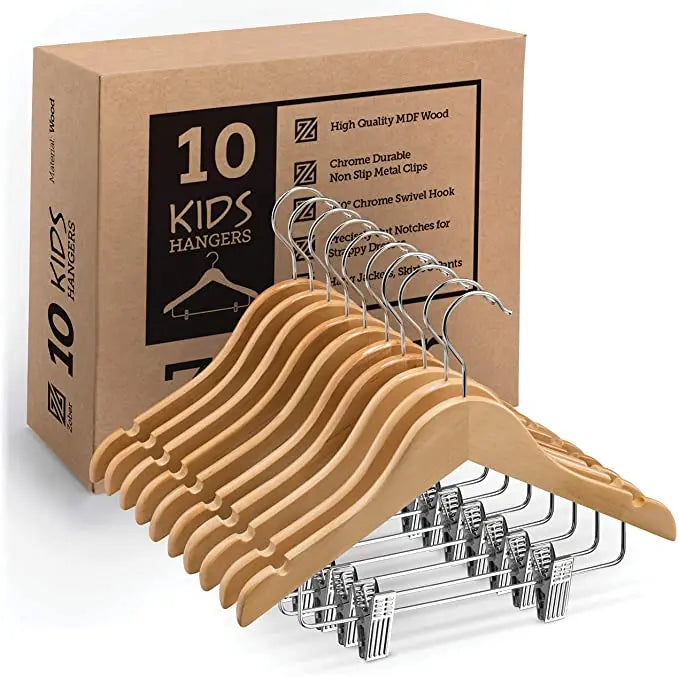High-Grade Wooden Children Kids Hangers Clip Single Tier Non-Slip Hanger for Clothing Store Outdoor Living Room Use (Modern)