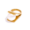 JINYOU 645 Elegant Simulated Pearls 18K Gold Plated Ring for Women New Stainless Steel Ring MegaBDM