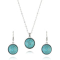 New Design Retro Turquoise Zinc Alloy Necklace Earring Set for Women for Wedding Engagement or Party Gift Jewelry Accessories