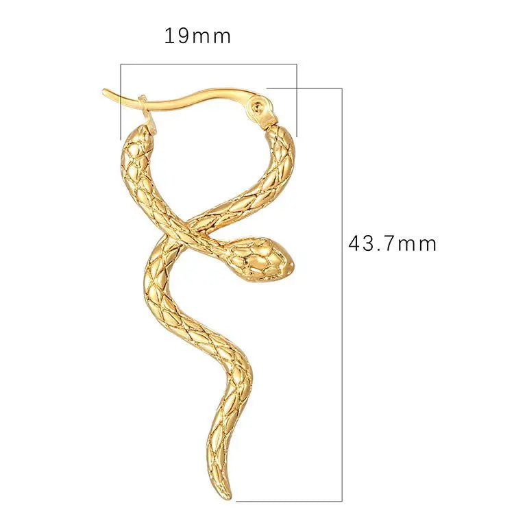 Fashion Stainless Steel Dangle Earrings Women's 18K Gold Plated Jewelry Statement Cross Snake Hoop Earrings
