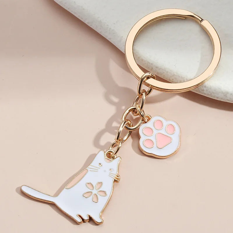 Manufacturer Enamel Cat Rabbit Bunny Pendant Key Chain Holder Designer Charm Key Tag Ring Bag Backpack Accessories Car Key Chain
