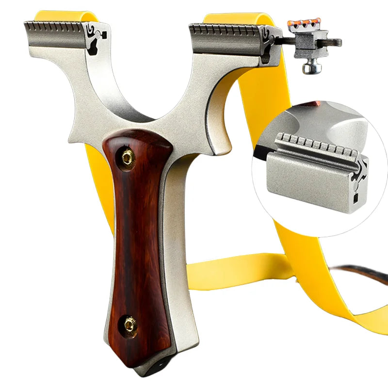 304 CNC Stainless Steel Slingshot Quick Press Installation Rubber Band Wooden Outdoor Hunting Shooting Practice Slingsshot