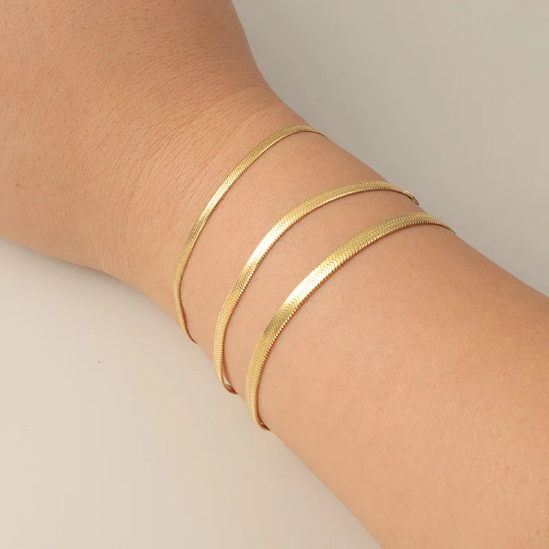 Fashion Stainless Steel Snake Chain Bracelet for Women Waterproof Filmy Gold Color Christmas Jewelry Gift