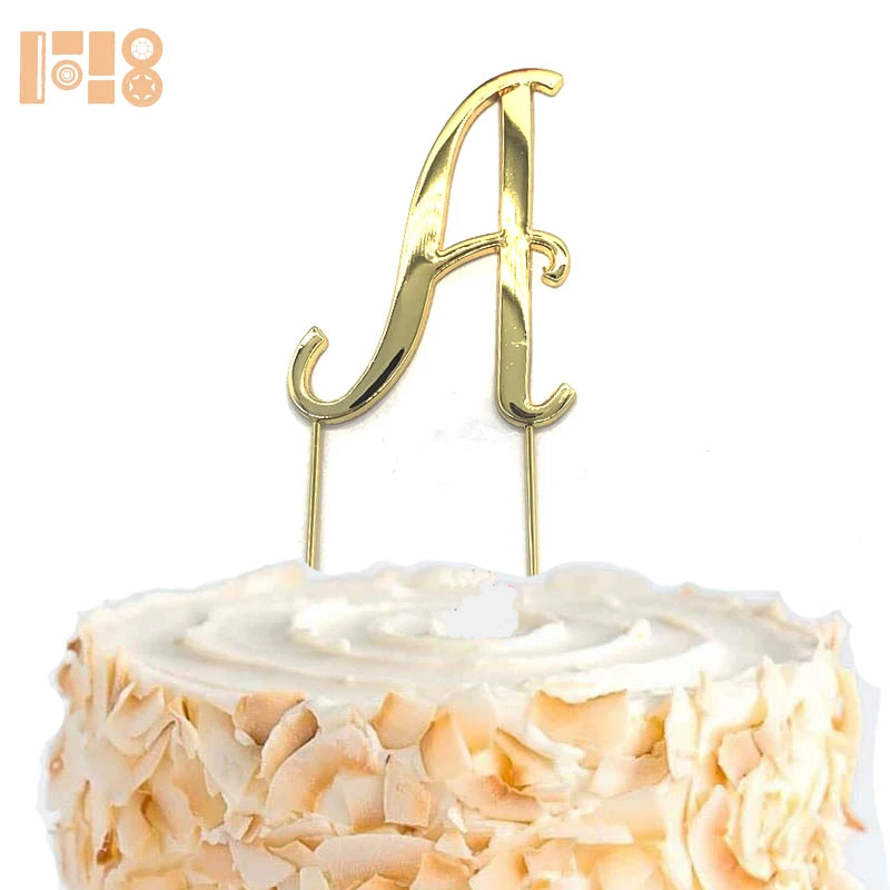 Premium Letter Metal Gold  Birthday Gem Cake Topper or Anniversary Party Keepsake and Decoration.