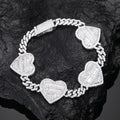 New Item18mm Baguette Moissanite Heart Cuban Link Bracelet 925 Silver Hip Hop Jewelry Iced Out Bracelet for Men Women