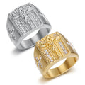 Wholesale Man Jewelry Religious Accessories Stainless Steel Diamond Christian Jesus Cross Ring