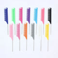 Factory Direct Salon Tools Waterproof Customizable Color Logo Plastic Tooth Comb Stainless Steel Handle Comb Set for Women