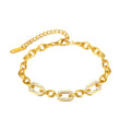 High Grade Stainless Steel Hand Jewelry Bangles Wholesale Oval Chain 18K Gold Plated Office/Career Anniversary Crystal Bracelet