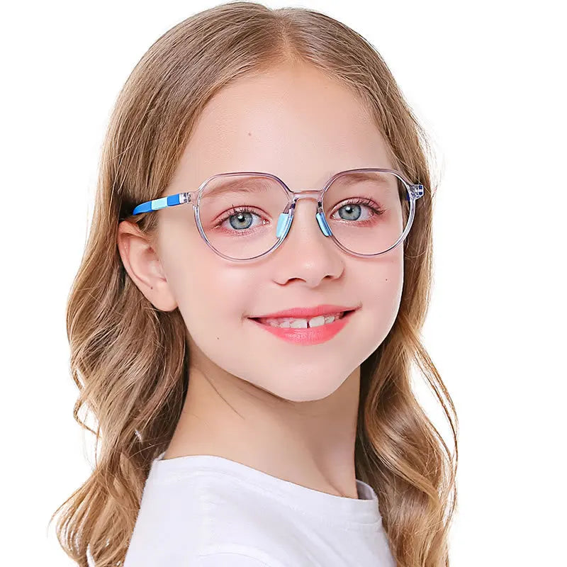 DCOPTICAL Round Pink Trends Big Lens Fashion Flexible Anti Blue Light Comfortable Nose Pad Kids Computer Glasses