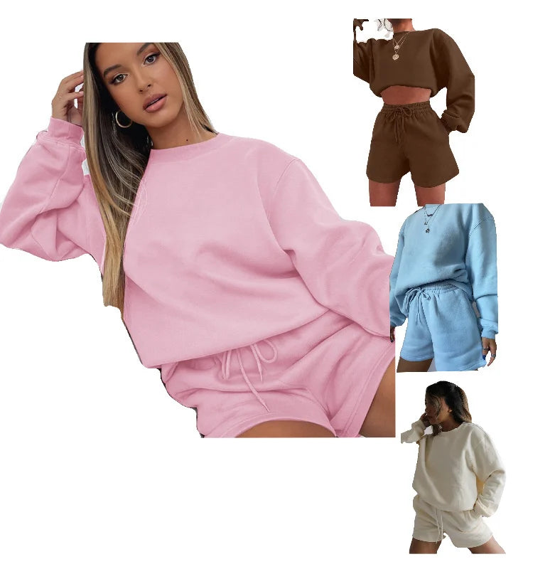 Fall 2 Piece Women Set Shorts Outfits Two Piece Set Womens Streetwear Fashion 2021