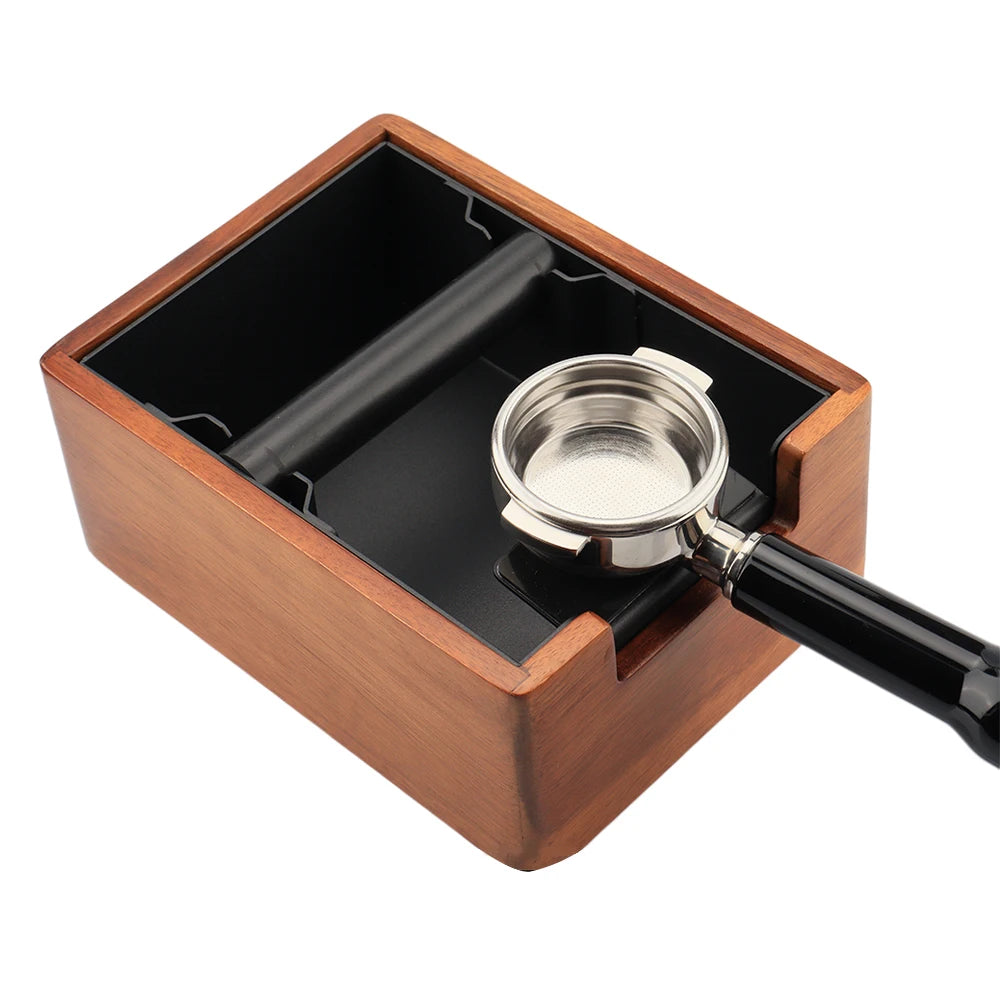 Household Espresso Knock Box Wood Frame Stainless Steel Portafilter Holder Coffee Knock Box
