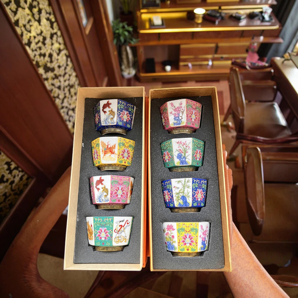 150ML Wholesale Luxury Arabic Decal Glazed Tea Mug Set Ceramics Coffee Water Tea Cup Set