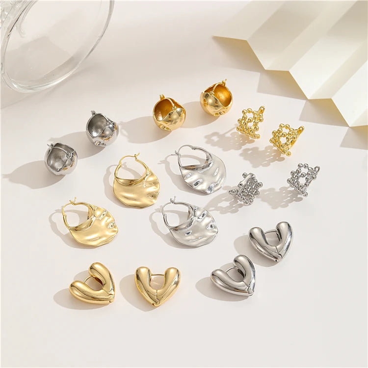Hoop Earing 14K Gold Plated Geometric Chunky Clip on Hoop Earrings Fashion Jewelry Accessories for Women