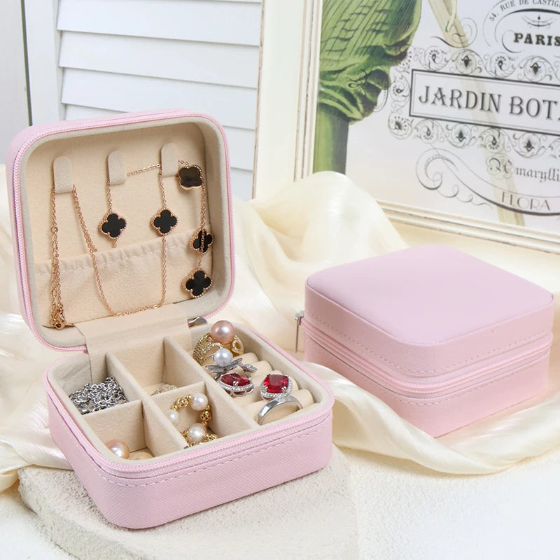 Portable Pink Milan Jewelry Box Semi-hard Material Case Packaging Storage Solution