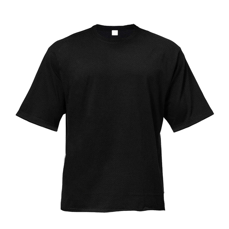 Wholesale Mens Blank Quick Dry Mesh Oversized Drop Shoulder Mesh T-shirt Custom Logo Printing T-shirts