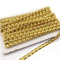 Wholesale Bulk Fabric Gold Metal Rhinestone square Metallic Gold Chain Trimmings for Sew on Garment