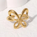 BM Non Tarnish Jewelry Wholesale Vacuum Plated Gold Stainless Steel Butterfly Rings for Women Gift