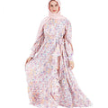 Manufactory Elegant Casual Print Floral Dress Long Ruffles Muslim Dress Abaya Dubai Islamic Clothing for Women