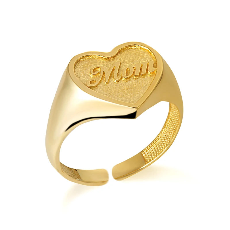 ICEBELA 925 Sterling Silver Luxury Band Ring Mother's Day Fine Jewelry Unique Lettering 18k Gold Plated Opening Rings for Women