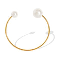 Trendy 18K Gold Plated  Open Adjustable Stainless Steel Imitationed Pearl Opening  for Women Jewelry