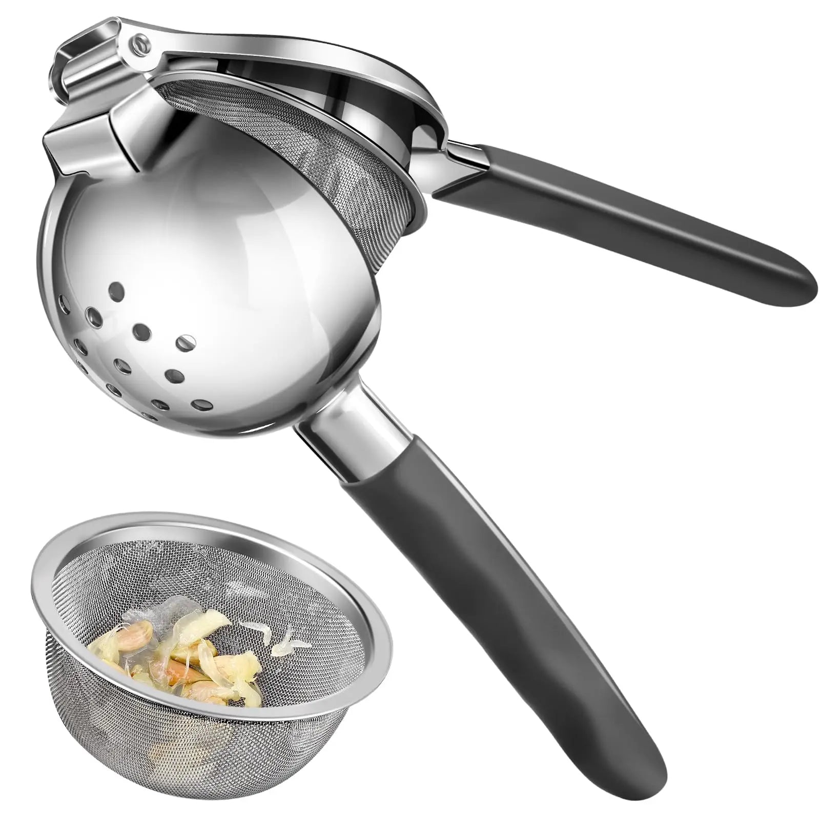 Seedless Juicing Non-Slip Grip Design Manual Juicer Stainless Steel Citrus Squeezer with Mesh Strainer Lemon Press Squeezer