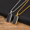 Vintage Antique Gold Silver Gemstone Pendant Necklace Rectangle Stone Pendant Black Onyx Necklace for Men Jewelry