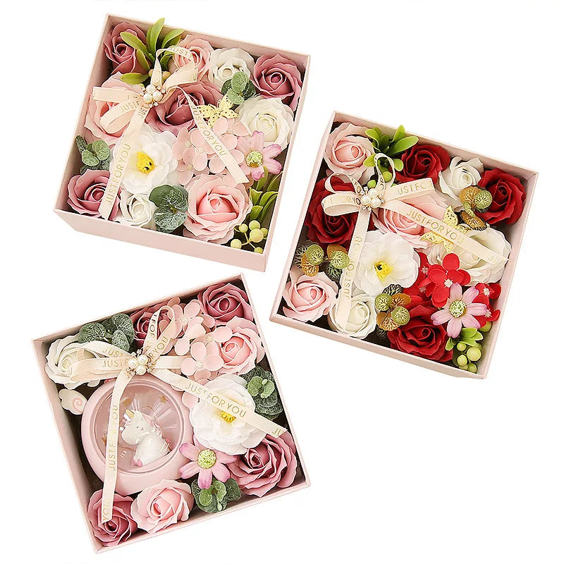 Valentines Day Gift Soap Flower Box Square Luxury Valentines Day Exquisite Window Gift Box Valentines Day Gift