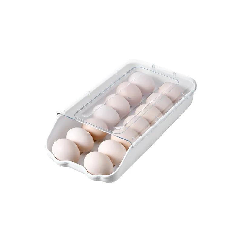 Refrigerator Storage Egg Boxes Kitchen Plastic Storage Egg Tray with Lids Fridge Organizer Egg Drawer