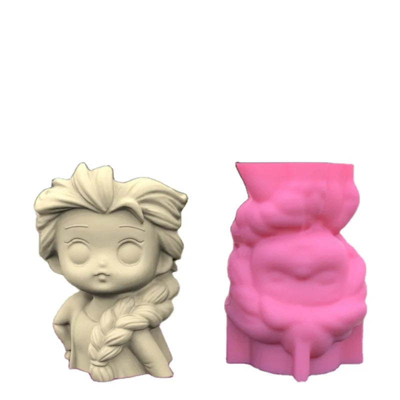 Early Riser DIY Hot Sales Creative Pen Container Flowerpot Silicone Mold 3D Twists Braid Girl Gypsum Cement Concrete Mold C331