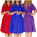 D533 Latest Design Spring Ladies Office Dresses Women Casual Solid Color Elegant A-line Career Dresses for Ladies Africa Dress