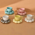220ml Best Selling Plain Cloud Mug Cute Ceramic Cup with Sunflower Saucer Coffee Cups Plates for Tea Milk Juice