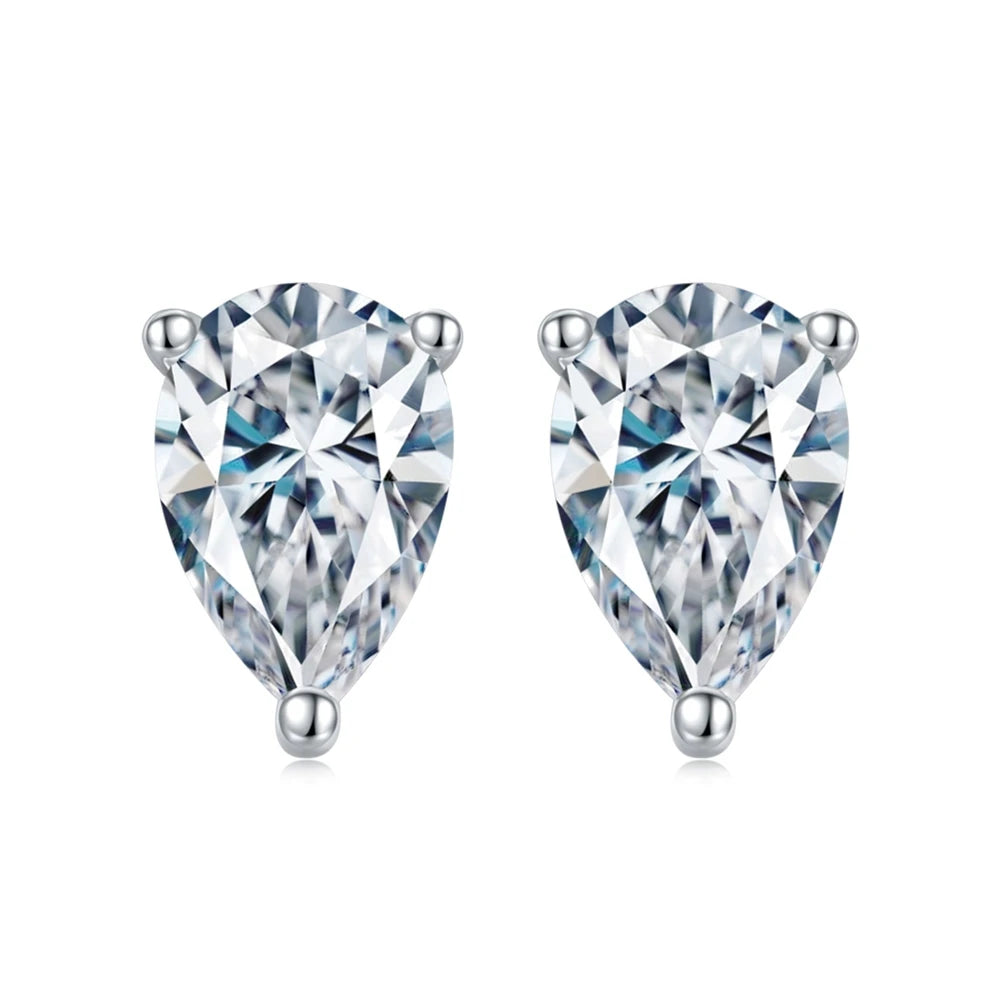 SME17 Fine Jewelry Wholesale Fashion Wedding Silver Pear Cut Moissanite 925 Sterling Silver Stud Earrings for Women