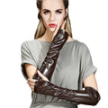 Autumn Winter Warm Sleeves Women 43cm Long Half Finger Leather Gloves Women Long Sheepskin Arm Driving Gloves Leather